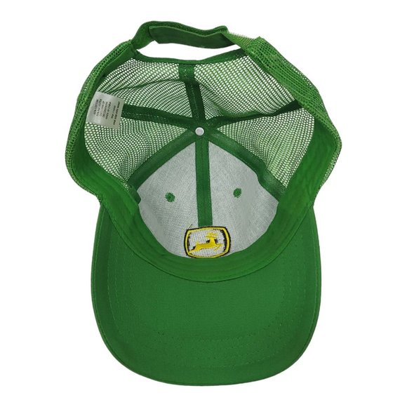 John Deere Mesh Adjustable Strapback Cap Trucker Farmer Hat Logo Patch Green - Picture 11 of 12